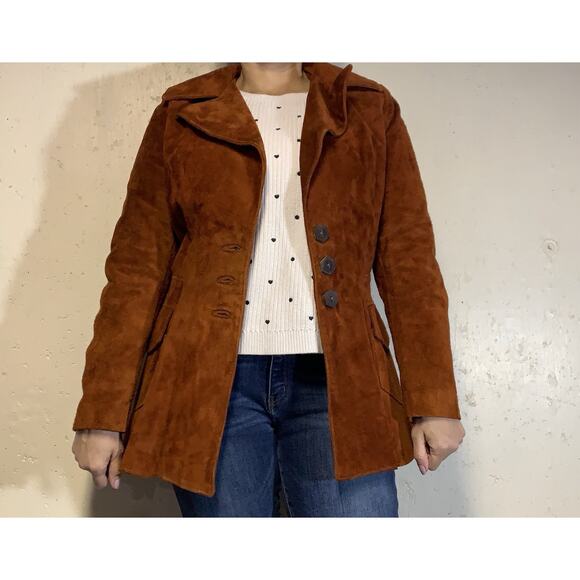 Vintage Walter Dyer Brown AztecRustic Raw Leather Coat Handmade princess Md - Picture 3 of 16